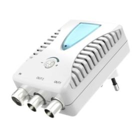 Hama Essential Amplificador de Cable de Banda Ancha - Catv - Amplificacion 22dB - Atenuacion 13dB - Salida Doble - Color Blanco