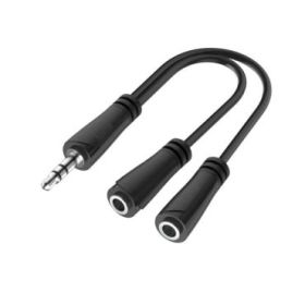 Hama Essential Cable Adaptador de Audio - 0.15m - 2x Jack Hembra de 3.5mm - Jack Macho de 3.5mm - Estereo - Color Negro