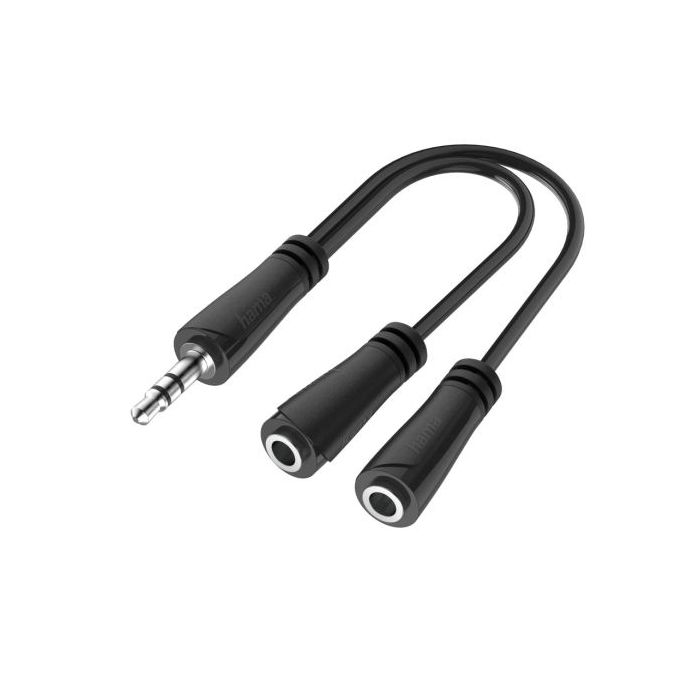 Hama Essential Cable Adaptador de Audio - 0.15m - 2x Jack Hembra de 3.5mm - Jack Macho de 3.5mm - Estereo - Color Negro