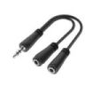 Hama Essential Cable Adaptador de Audio - 0.15m - 2x Jack Hembra de 3.5mm - Jack Macho de 3.5mm - Estereo - Color Negro
