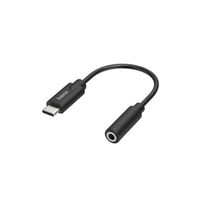 Hama Essential Cable Adaptador de Audio - USB-C Macho - Jack 3.5mm Hembra - Estereo - Color Negro