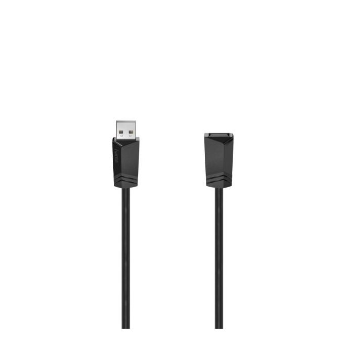 Hama Essential Cable Alargador USB-A Macho/Hembra - Longitud 1.5m - Velocidad hasta 480Mbps - Blindaje Doble - Color Negro