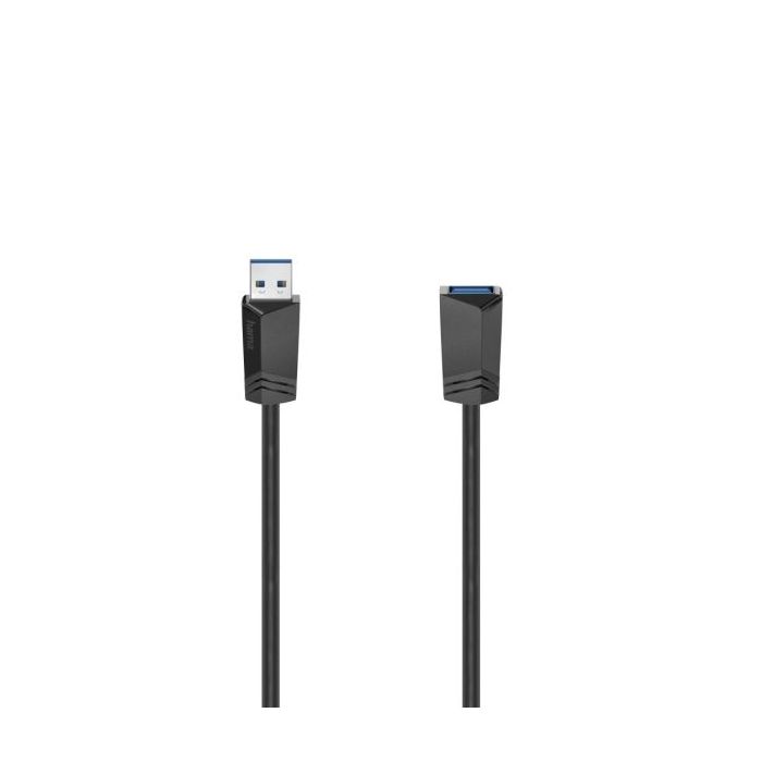 Hama Essential Cable Alargador USB-A Macho/Hembra - Longitud 1.5m - Velocidad hasta 5Gbps - Blindaje Doble - Color Negro