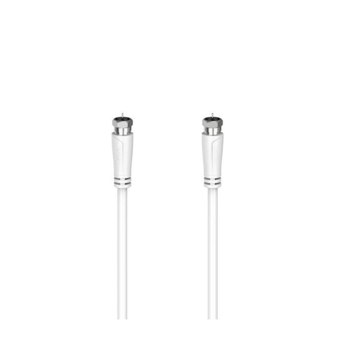 Hama Essential Cable Coaxial de Antena - Longitud 3m- Conector F Macho - Doble Blindaje - Apantallamiento 90dB - Impedancia 75Ohm - Color Blanco