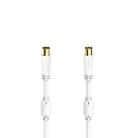 Hama Essential Cable Coaxial de Antena Macho/Hembra - Longitud 0.75m - Terminales Chapados en Oro - Triple Blindaje - Apantallamiento 100dB - Impedancia 75Ohm - Color Blanco