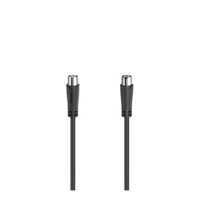 Hama Essential Cable Coaxial de Antena Macho/Hembra - Longitud 1.5m - Doble Blindaje - Apantallamiento 90dB - Impedancia 75Ohm - Color Negro
