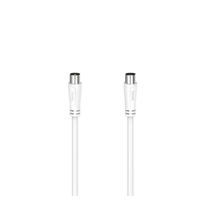 Hama Essential Cable Coaxial de Antena Macho/Hembra - Longitud 20m- Doble Blindaje - Apantallamiento 90dB - Impedancia 75Ohm - Color Blanco