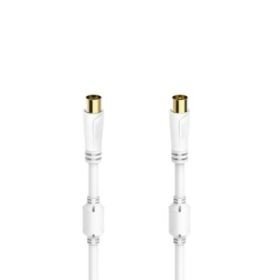 Hama Essential Cable Coaxial de Antena Macho/Hembra - Longitud 5m- Terminales Chapados en Oro - Triple Blindaje - Apantallamiento 100dB - Impedancia 75Ohm - Color Blanco