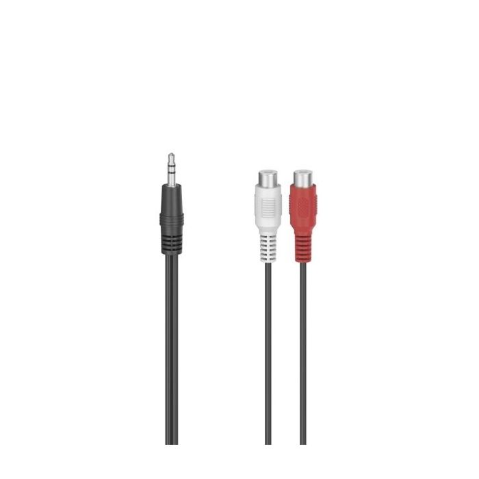 Hama Essential Cable de Audio - 2x RCA Hembra - Jack 3.5mm Macho - Longitud 10cm - Estereo - Color Negro