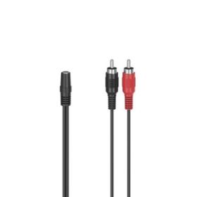 Hama Essential Cable de Audio - 2x RCA Macho - Jack 3.5mm Hembra - Longitud 12cm - Estereo - Color Negro
