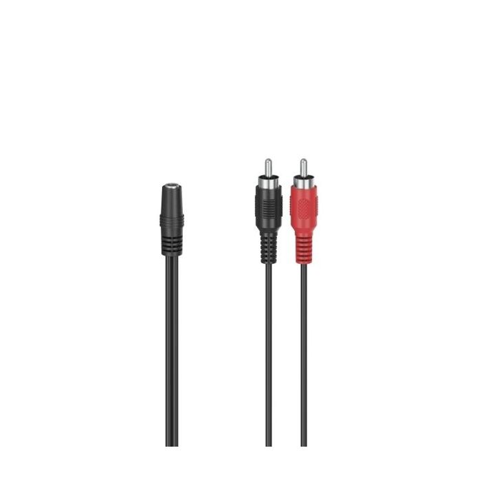 Hama Essential Cable de Audio - 2x RCA Macho - Jack 3.5mm Hembra - Longitud 12cm - Estereo - Color Negro