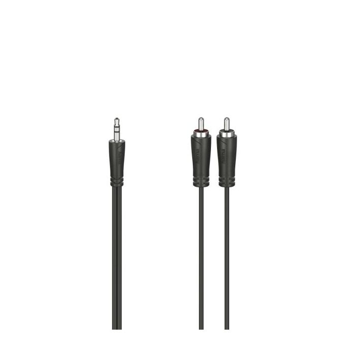 Hama Essential Cable de Audio - 2x RCA Macho - Jack 3.5mm Macho - Longitud 1.5m - Estereo - Color Negro