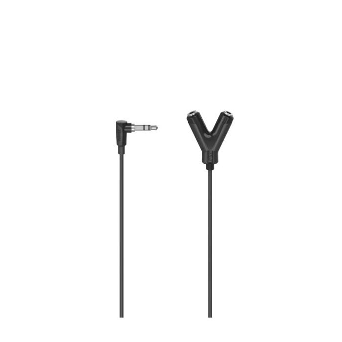 Hama Essential Cable de Audio - Jack 3.5mm Hembra x2 - Jack 3.5mm Macho - Longitud 12cm - Color Negro