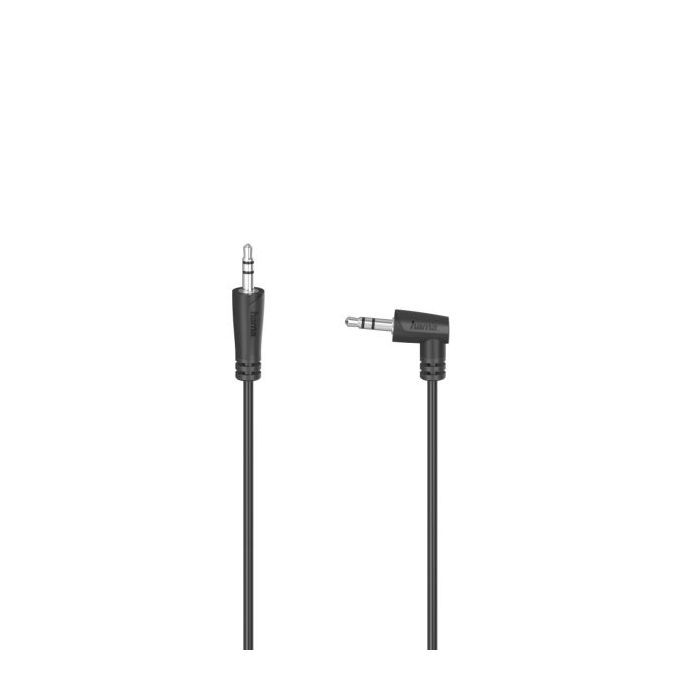 Hama Essential Cable de Audio Acodado 90º - Jack 3.5mm Macho - Longitud 0.5m - Color Negro
