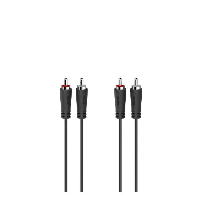 Hama Essential Cable de Audio RCA - Longitud 3m- Estereo - Doble Conector Macho - Color Negro