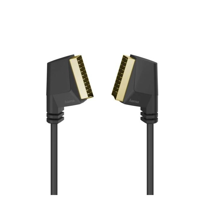 Hama Essential Cable de Audio y Video - Longitud 1.5m - 2x Euroconector Scart - Contactos Chapados en Oro - Color Negro