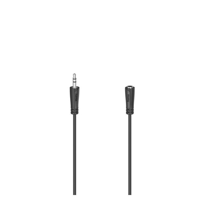 Hama Essential Cable de Extension de Audio - Estereo - Jack 3.5mm - Longitud 5m - Estereo - Color Negro