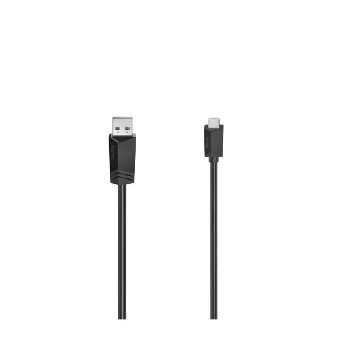 Hama Essential Cable USB - Longitud 1.5m - USB-A Macho - Micro-USB Macho - Velocidad hasta 480Mbps - Blindaje Doble - Color Negro