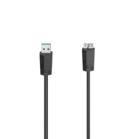 Hama Essential Cable USB - Longitud 1.5m - USB-A Macho - Micro-USB Macho - Velocidad hasta 5Gbps - Blindaje Doble - Color Negro