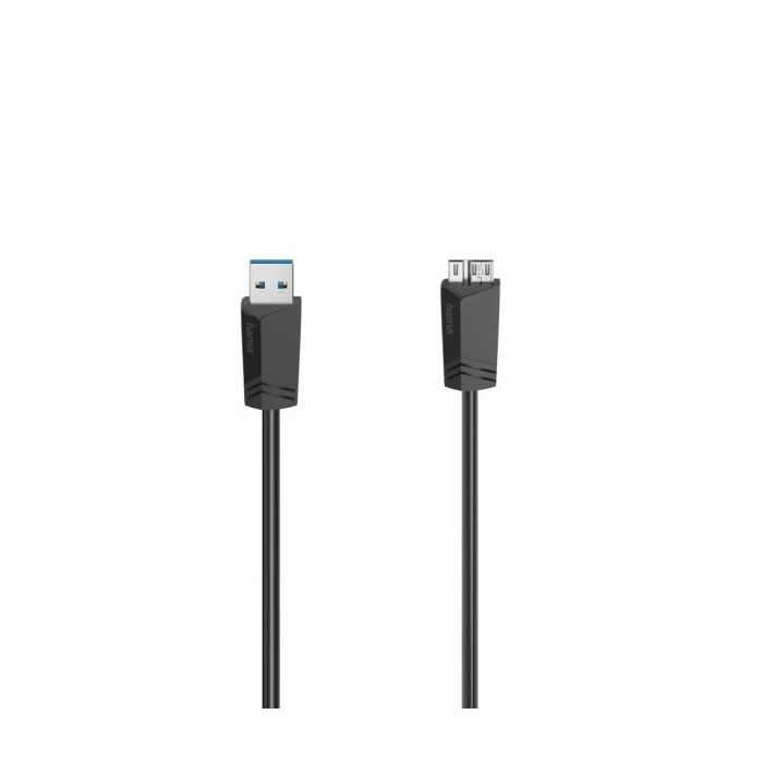 Hama Essential Cable USB - Longitud 1.5m - USB-A Macho - Micro-USB Macho - Velocidad hasta 5Gbps - Blindaje Doble - Color Negro