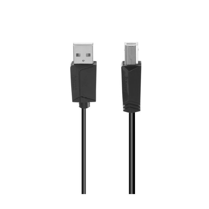 Hama Essential Cable USB - Longitud 3m - USB-A Macho - USB-B Macho - Velocidad hasta 480Mbps - Blindaje Doble - Color Negro
