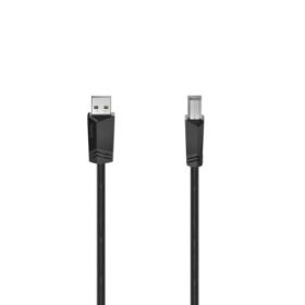 Hama Essential Cable USB - Longitud 5m - USB-A Macho - USB-B Macho - Velocidad hasta 480Mbps - Blindaje Doble - Color Negro