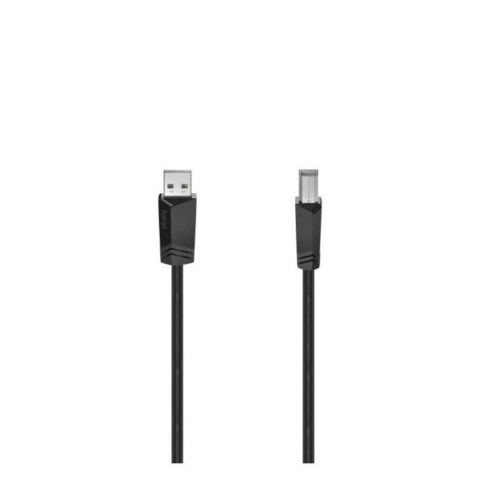 Hama Essential Cable USB - Longitud 5m - USB-A Macho - USB-B Macho - Velocidad hasta 480Mbps - Blindaje Doble - Color Negro