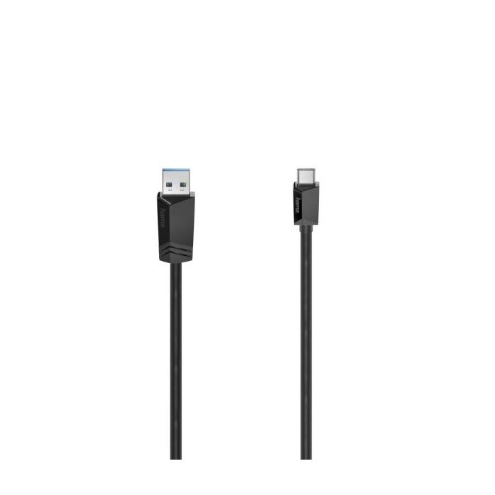 Hama Essential Cable USB - USB-A Macho - USB-C Macho - Longitud 0.75m - Velocidad hasta 5Gbps - Blindaje Doble - Color Negro