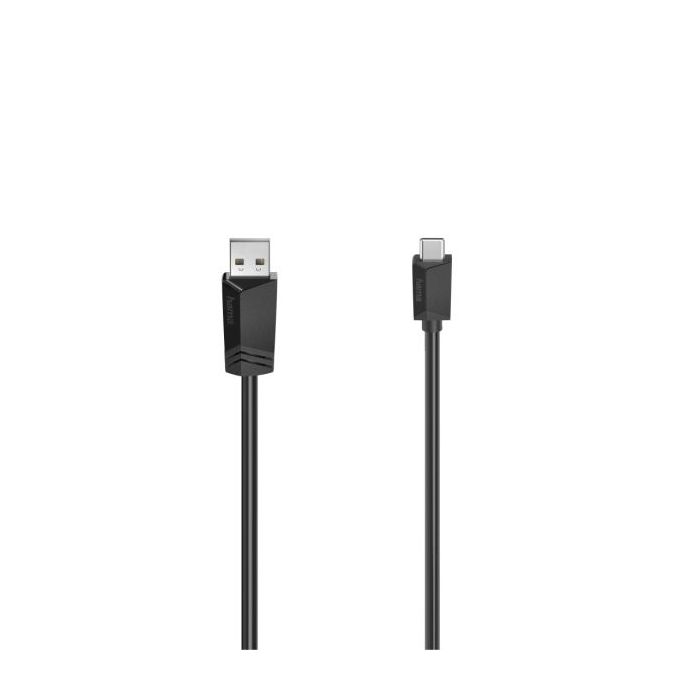 Hama Essential Cable USB - USB-A Macho - USB-C Macho - Longitud 1.5m - Velocidad hasta 480Mbps - Blindaje Doble - Color Negro
