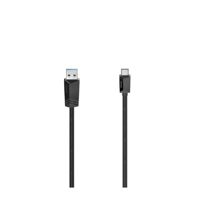 Hama Essential Cable USB - USB-A Macho - USB-C Macho - Longitud 1m - Velocidad hasta 10Gbps - Blindaje Doble - Color Negro