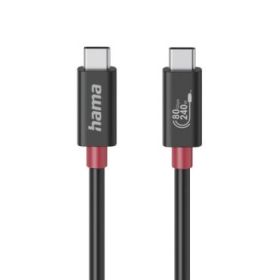Hama Essential Cable USB-C Macho - Potencia Maxima 240W - Longitud 1m - Velocidad hasta 80Gbps - Blindaje Doble - Color Negro