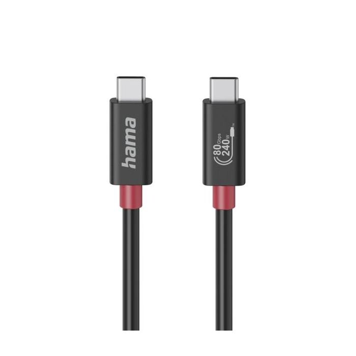 Hama Essential Cable USB-C Macho - Potencia Maxima 240W - Longitud 1m - Velocidad hasta 80Gbps - Blindaje Doble - Color Negro