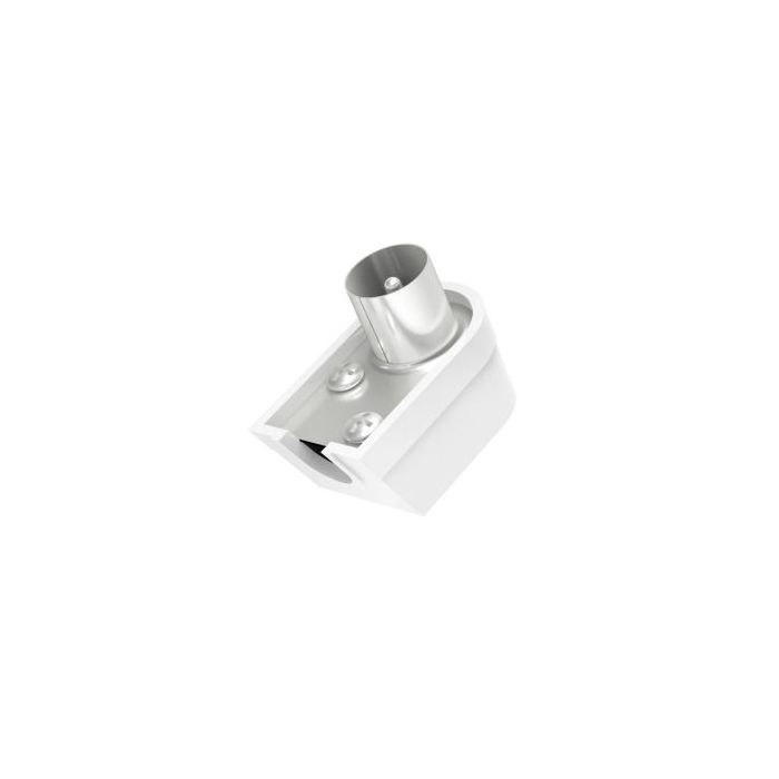 Hama Essential Conector Coaxial Hembra - Acodado 90º - Cables hasta de 6mm - Coaxial Macho - Fijacion con Tornillo - Color Blanco