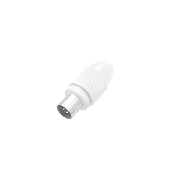 Hama Essential Conector Coaxial Hembra - Apto para Cables entre 5 y 7mm - Fijacion con Pinza - Color Blanco