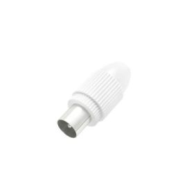 Hama Essential Conector Coaxial Macho - Apto para Cables entre 5 y 7mm - Fijacion con Pinza - Color Blanco