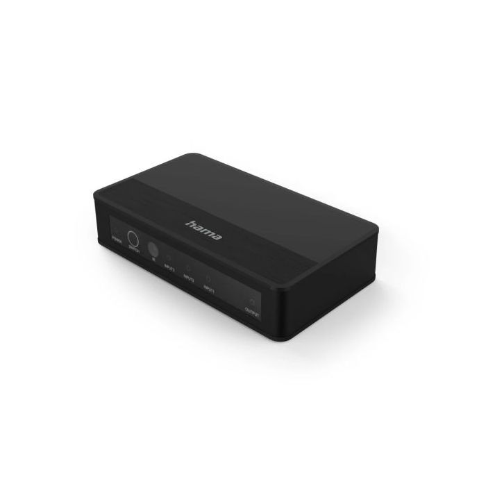 Hama Essential Conmutador HDMI 4K - Mando a Distancia - 3 Entradas - 1 Salida - 13x1.5x5.5cm - Color Negro