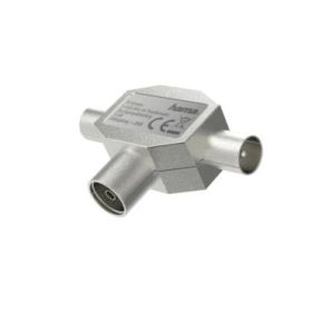 Hama Essential Divisor de Antenas - Coaxial Hembra - Coaxial Macho x2 - Metalico - Color Plata