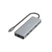 Hama Essential Hub USB 3.2 - Potencia Maxima 100W - Cable USB-C Integrado de 15cm - LAN Ethernet 1Gbps - 2x HDMI 4K - 2x USB-C - 2x USB-A - Power Delivery - Color Gris