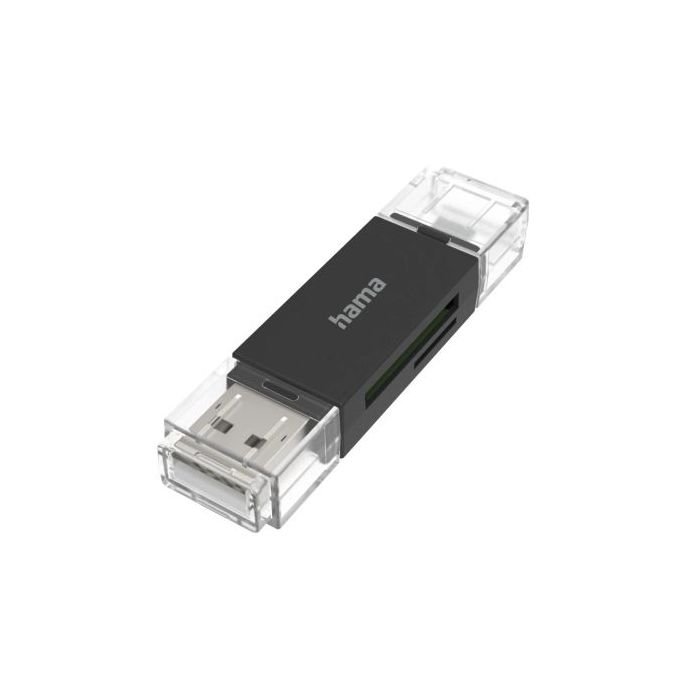 Hama Essential Lector de Tarjetas USB-A - Compatible con SD - MicroSD - Sistema OTG - 19.05x10.99x73.6mm - Color Negro