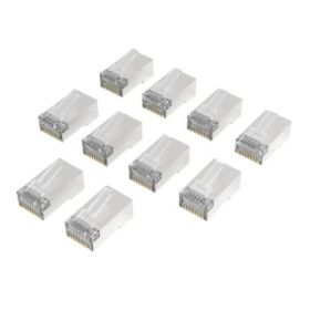Hama Essential Pack de 10 Terminales RJ45 - Cat 6A - Apantallado - Velocidad hasta 10 Gbps - Color Plata