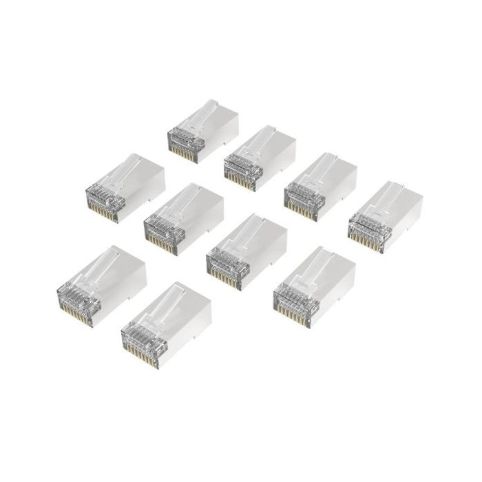 Hama Essential Pack de 10 Terminales RJ45 - Cat 6A - Apantallado - Velocidad hasta 10 Gbps - Color Plata