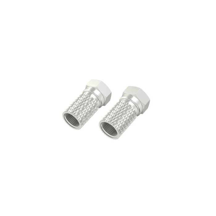 Hama Essential Pack de 2 Conectores F Macho - Cables hasta de 5.5mm - Fijacion con Tornillo - Color Plata
