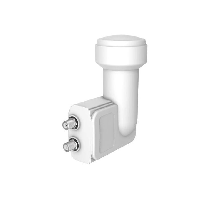 Hama Essential Receptor Twin LNB Satelital con 2 Vias - Salida Conector F - Factor de Ruido 0.3dB - Color Blanco