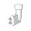 Hama Essential Receptor Twin LNB Satelital con 2 Vias - Salida Conector F - Factor de Ruido 0.3dB - Color Blanco
