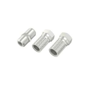 Hama Essential Set de Adaptadores para Cable de Antena - 2 Conectores F Hembra - Union Conector F Macho Macho - Color Plata
