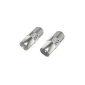 Hama Essential Set de Adaptadores para Cable de Antena - Coaxial Hembra a F Hembra - Coaxial Macho a F Hembra - Color Plata