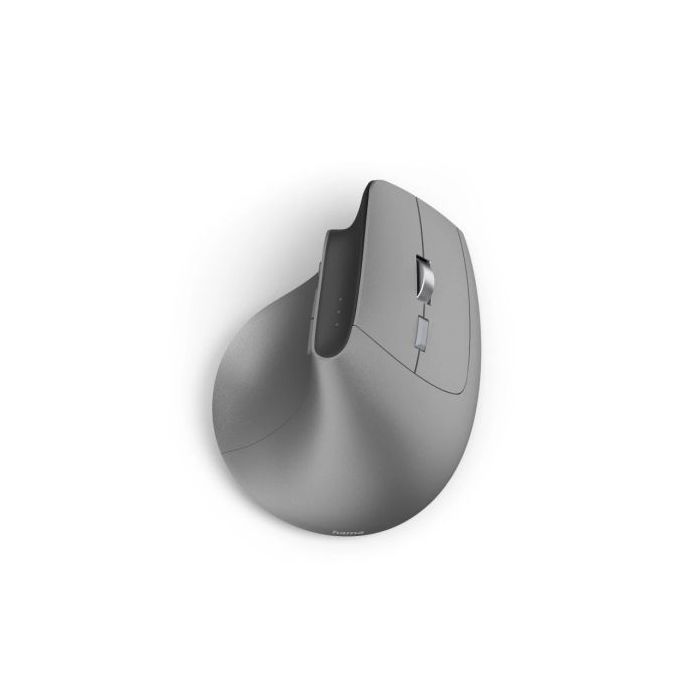 Hama EWM-700R Raton Optico Inalambrico para Diestros 2400dpi - Bluetooth - Ergonomico - Rango 10m - Recargable - 8 Botones - Silencioso - USB-A RF 2.4GHz - 8.5x7.5x11.5cm - Color Gris