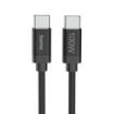 Hama Fabric Cable USB-C Macho - Potencia Maxima 100W - Longitud 3m - Nailon - Velocidad hasta 480Mbps - Blindaje Doble - Color Negro