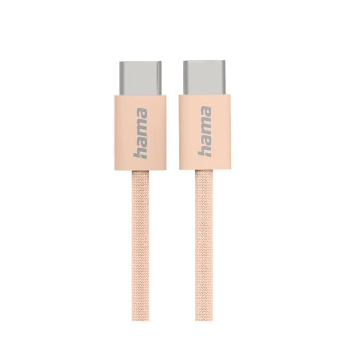Hama Fabric Cable USB-C Macho - Potencia Maxima 60W - Longitud 1m - Nailon - Velocidad hasta 480Mbps - Blindado - Color Naranja