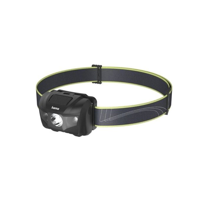 Hama Hl200 Linterna Frontal LED - Cinta para la Cabeza - 200 Lumenes - Autonomia hasta 4h - Funciona con 3 Pilas AAA - IP44 - Color Negro